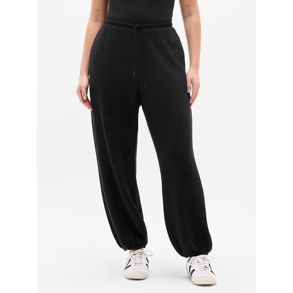 Athleta Black Fleece Jogger Sweatpants High Waisted Drawstring Pockets XS